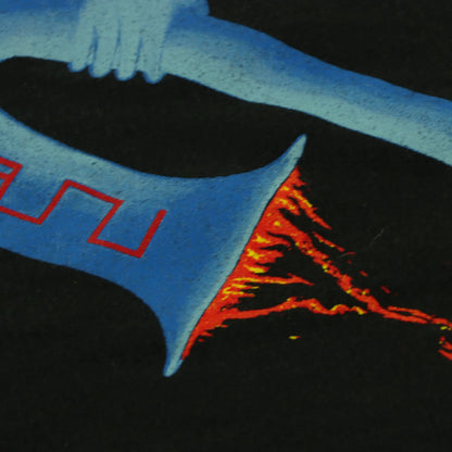 Vintage UGLY HANDS Jazz Blue Saxophone Flame R.K. Kidd II Black Music T-Shirt (XS)