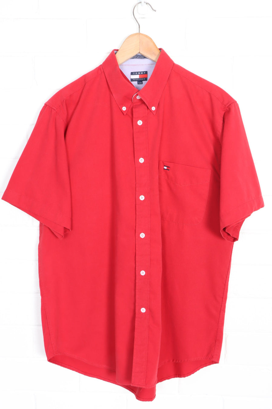 TOMMY HILFIGER Red Short Sleeve Shirt (L)