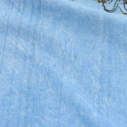 Vintage "SANCTIFIED" Studded Eagle Bright Blue Y2K Style Tee (M-L)