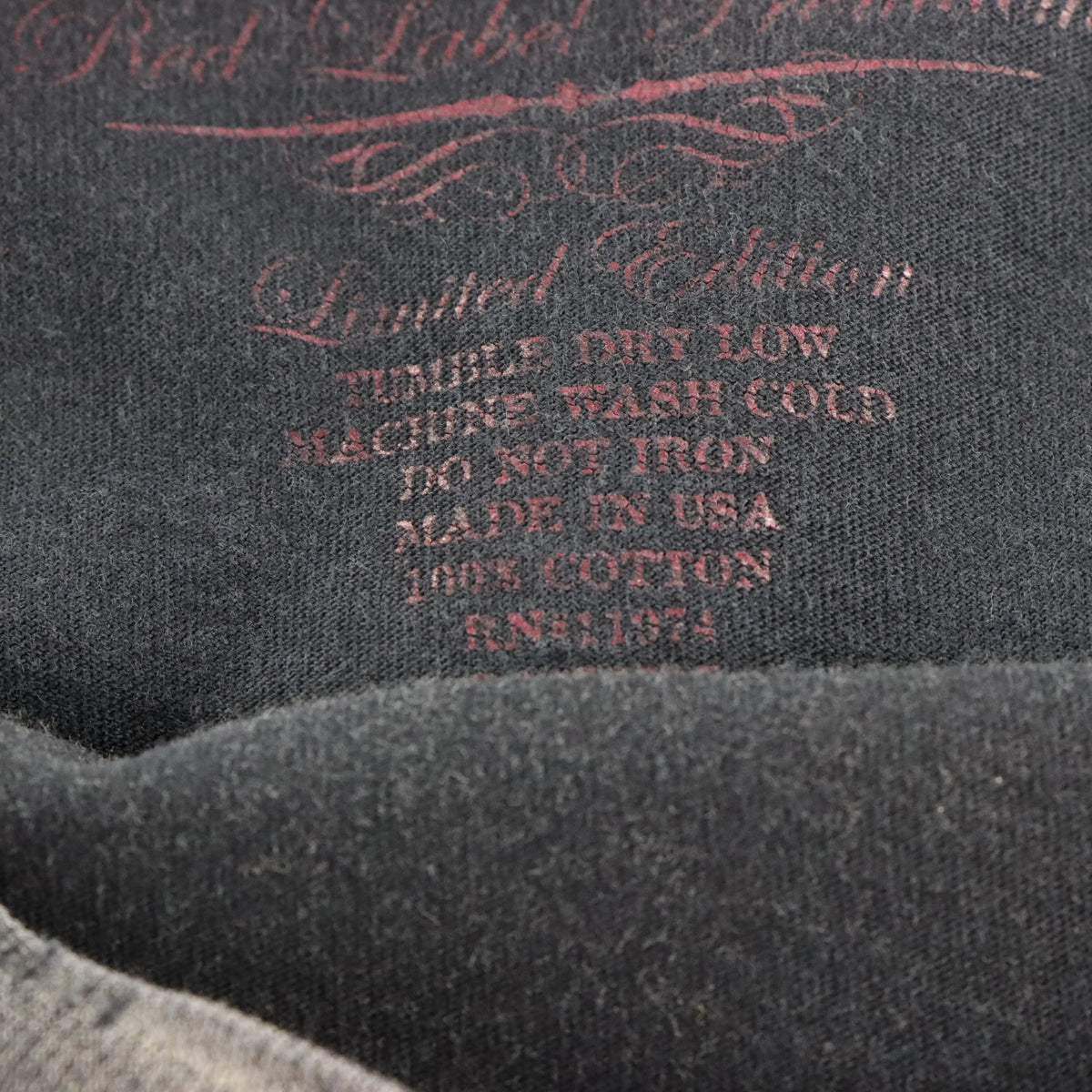 Vintage AFFLICTION 'Red Label Premium' Red Foil Dragon Tattoo Faded Black Distressed Y2K Tee USA Made (L TALL)