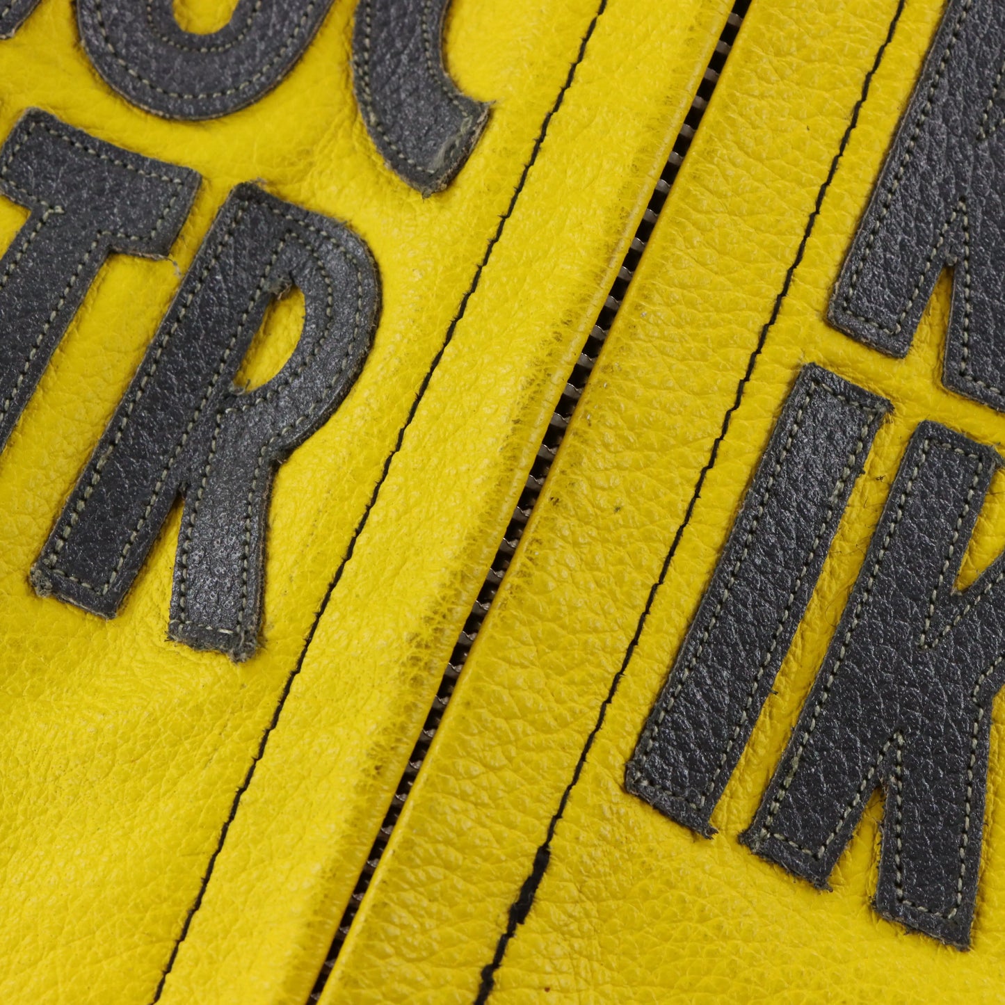 Lucky Strike Black & Yellow Leather Racing Moto Jacket (XS-S) ***COCO Vintage Sole Melbourne