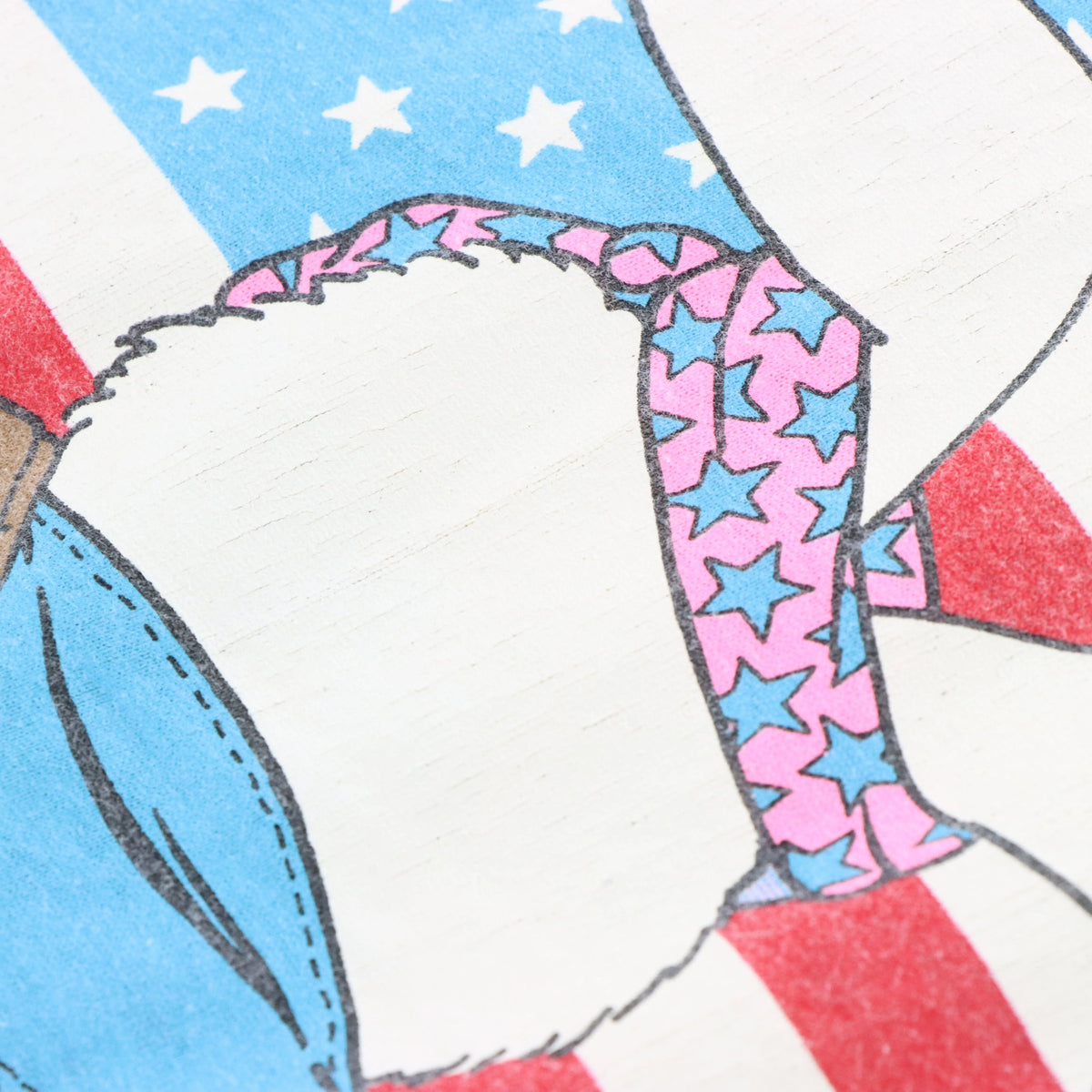 Vintage 1986 Rockstar Rabbit & USA Flag Double Sided White Single Stitch T-Shirt (M)