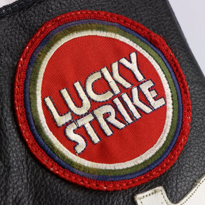 Lucky Strike Black & Yellow Leather Racing Moto Jacket (XS-S) ***COCO Vintage Sole Melbourne