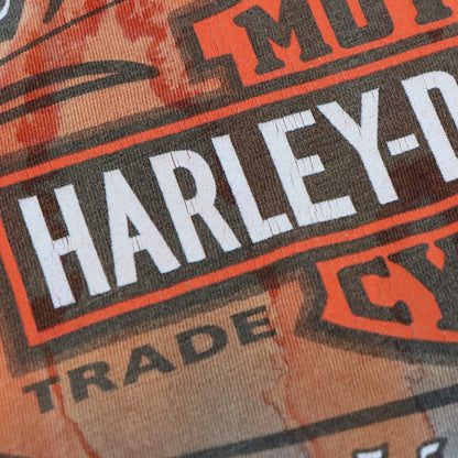 Vintage HARLEY DAVIDSON "Follow No One" Superstition Arizona Orange & Grey Drip Effect Tee (L)