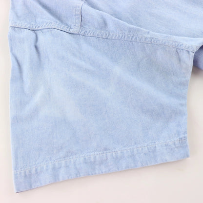 Vintage CHAPS RALPH LAUREN Embroidered Logo Front Pocket Light Blue Short Sleeve Button Down Shirt (XL)