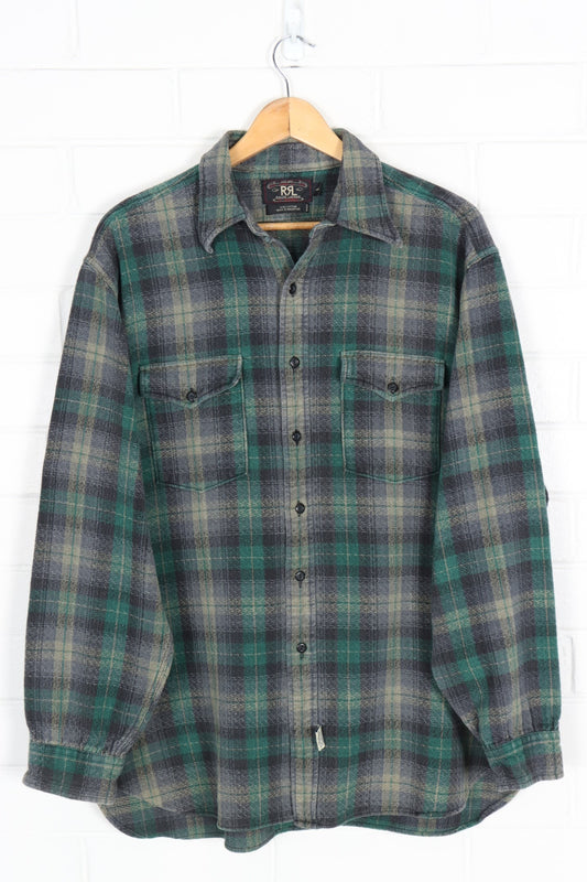 RRL RALPH LAUREN Green Tone Heavy Button Up Shirt (XXL)