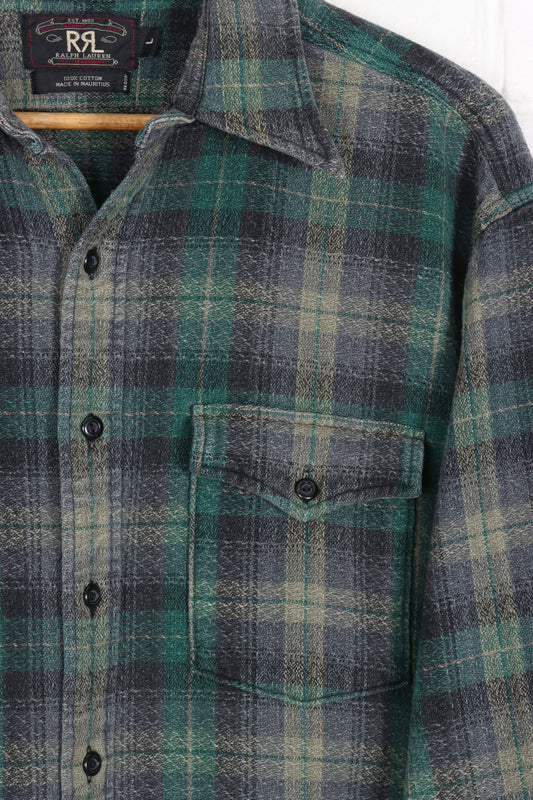 RRL RALPH LAUREN Green Tone Heavy Button Up Shirt (XXL)
