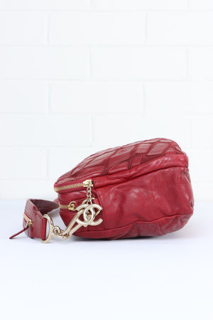 CHANEL 'Scales' Red Leather Camera Bag Italy Made