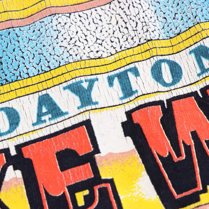 Vintage HARLEY DAVIDSON Daytona Beach Bike Week 1993 Black & Neon Single Stitch USA Made T-Shirt (XXL)