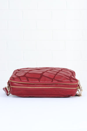 CHANEL 'Scales' Red Leather Camera Bag Italy Made