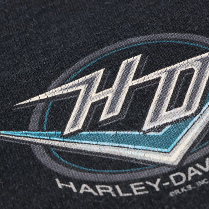 Vintage HARLEY DAVOIDSON Walters Bros Peoria Illinois USA Made 1/4 Button Tee (XL)