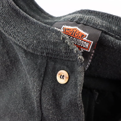 Vintage HARLEY DAVOIDSON Walters Bros Peoria Illinois USA Made 1/4 Button Tee (XL)