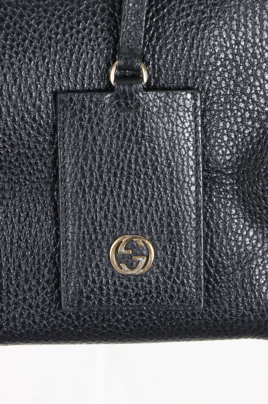 GUCCI 'Swing' Pebbled Black Leather Tote Bag Italy Made