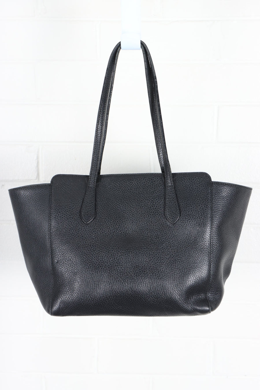 GUCCI 'Swing' Pebbled Black Leather Tote Bag Italy Made