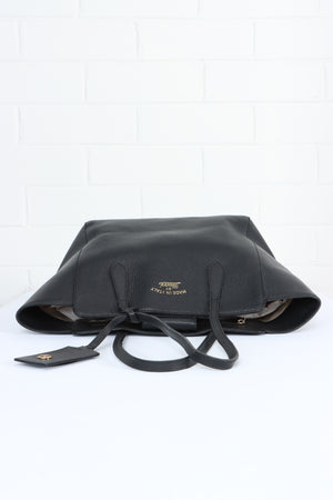 GUCCI 'Swing' Pebbled Black Leather Tote Bag Italy Made