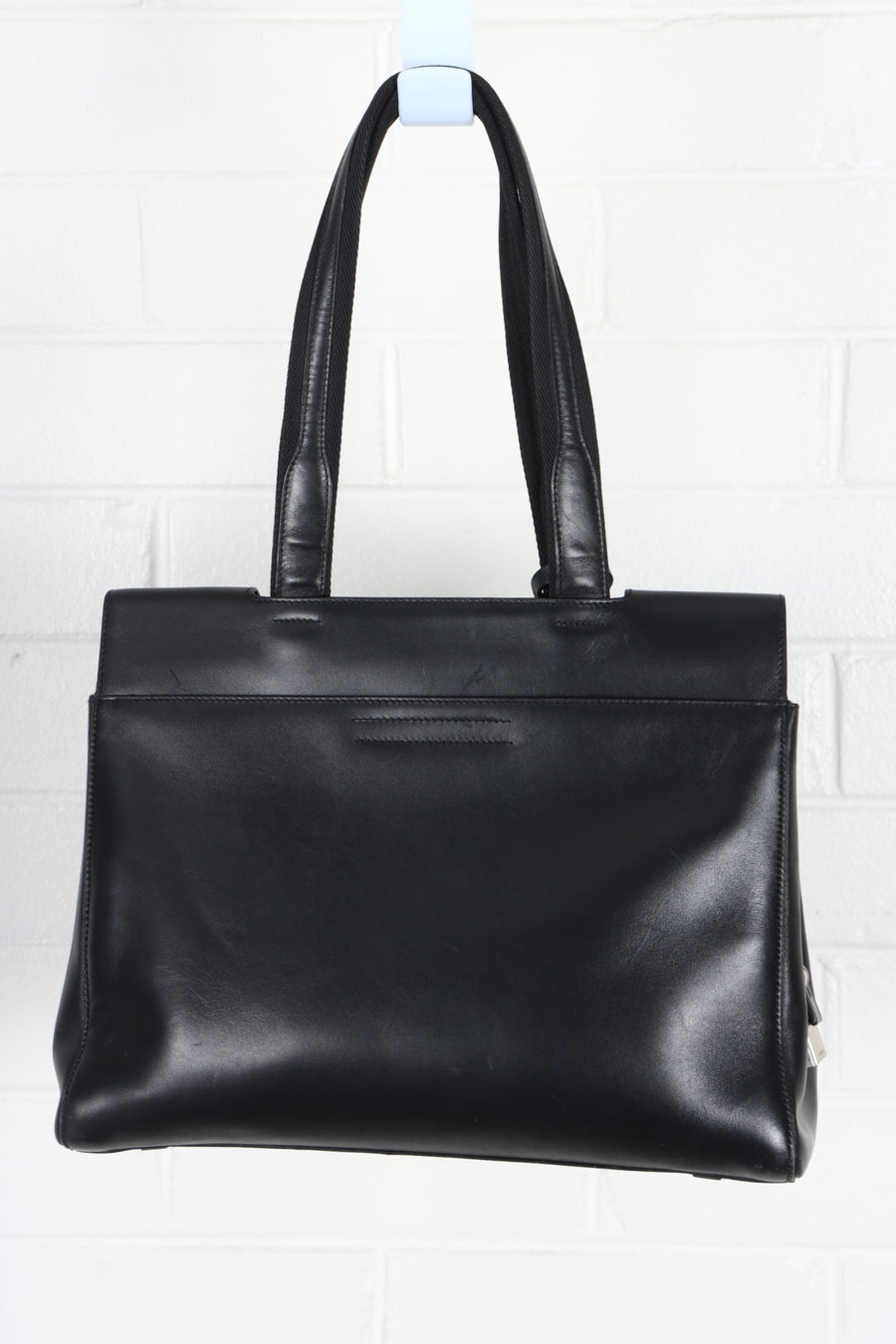 PRADA 'Vitello City' Black Leather Tote Bag Italy Made