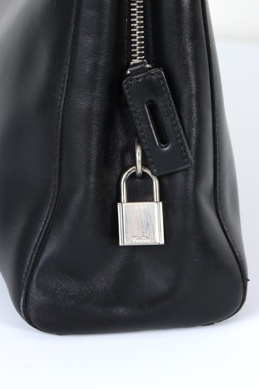 PRADA 'Vitello City' Black Leather Tote Bag Italy Made