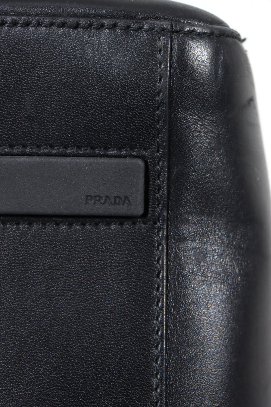 PRADA 'Vitello City' Black Leather Tote Bag Italy Made