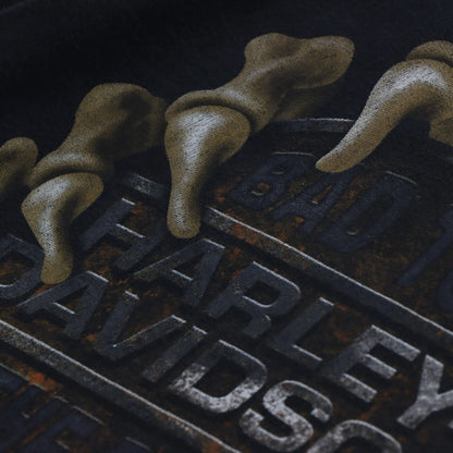 HARLEY DAVIDSON 'Bad to the Bone' Skeleton Pocket USA Made Tee (S) - Vintage Sole Melbourne