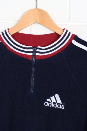 ADIDAS 3-Stripe Embroidered 1/4 Zip Up Canadian Made Fleece (L)