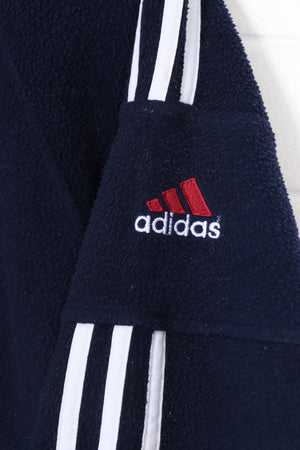 ADIDAS 3-Stripe Embroidered 1/4 Zip Up Canadian Made Fleece (L)