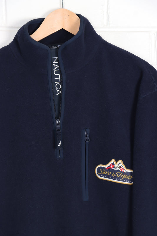 NAUTICA Stars & Stripes Embroidered 1/4 Zip Up Fleece (XL) - Vintage Sole Melbourne