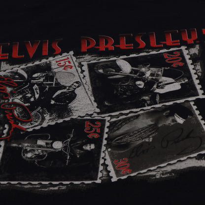 Vintage ELVIS PRESLEY 'The King' Stamps Black & Red Music T-Shirt (XXL)