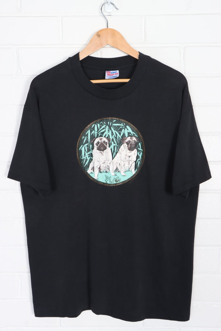 Pug Dogs Single Stitch T-Shirt USA Made (L)