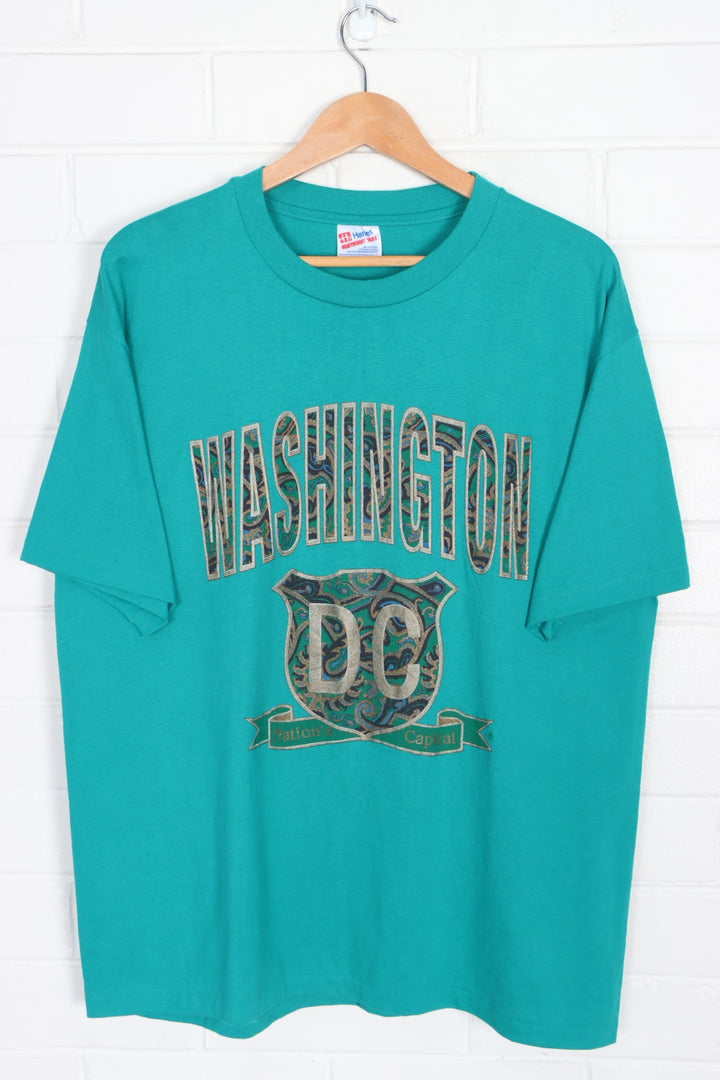 Washington DC Paisley Spell Out Single Stitch Tee USA Made (XL)