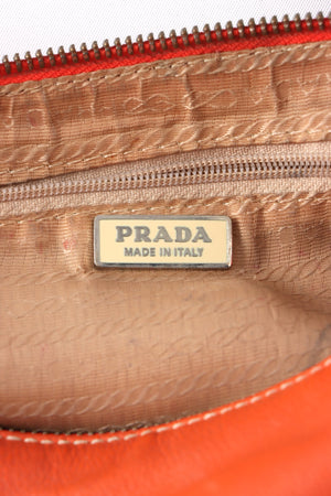 REPLICA Prada Orange Leather Hobo Shoulder Bag