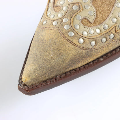 Vintage BOOTS & BELTS CO. Tan Studded Suede 'Old Gringo' Western Mules (8)