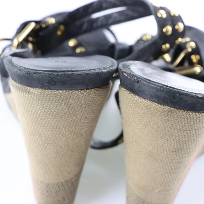 Vintage BURBERRY Signature Plaid Italian Made Studded Strappy Sandal Wedges (6-6.5)