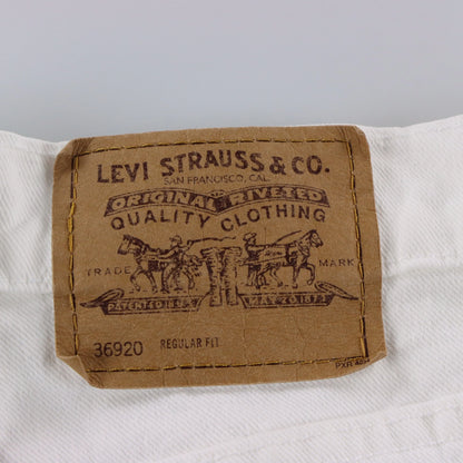 LEVI'S 'Regular Fit' USA Made High Waist White Denim Shorts (12) Vintage Sole Melbourne