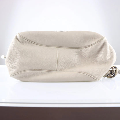 MICHAEL KORS 'Dahlia' Python-Print Knot Handle Taupe Pebbled Leather Bag
