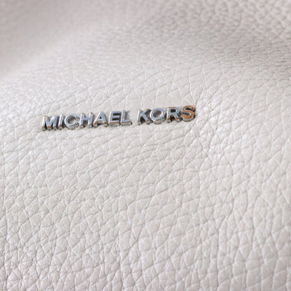 MICHAEL KORS 'Dahlia' Python-Print Knot Handle Taupe Pebbled Leather Bag
