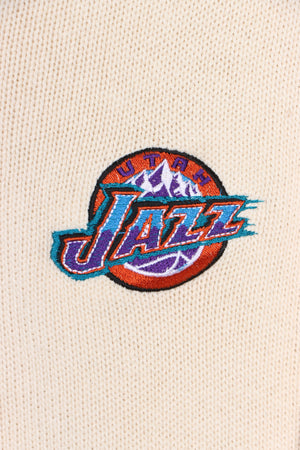 NBA Utah Jazz Embroidered Logo V-Neck Knit Sweater USA Made (L)