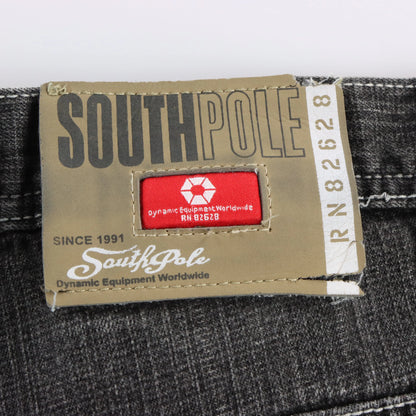 SOUTHPOLE Faded Dark Grey Y2K Denim Shorts (38) Vintage Sole Melbourne
