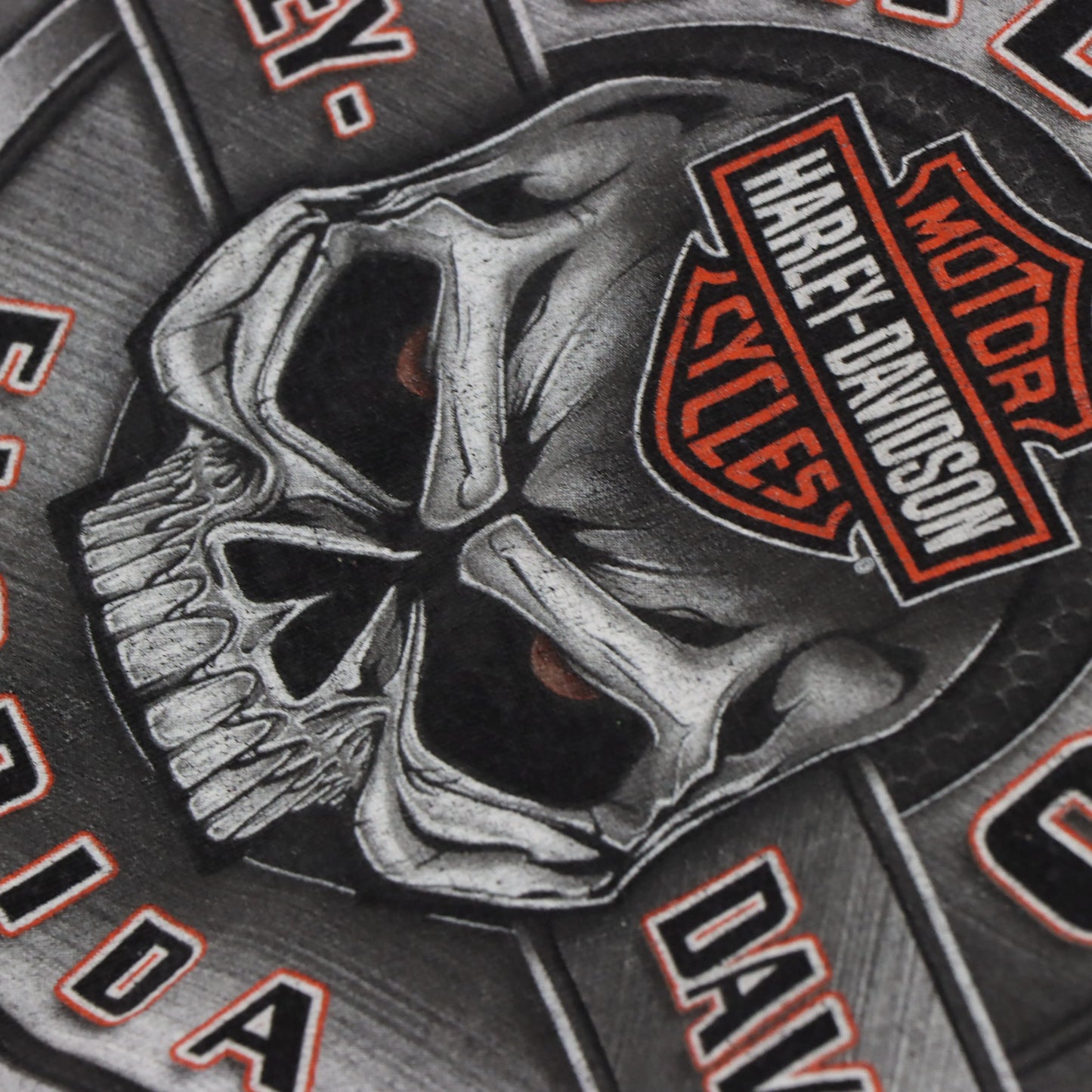 HARLEY DAVIDSON Orlando Skull & Gear Front Back Tee (XL) Vintage Sole Melbourne