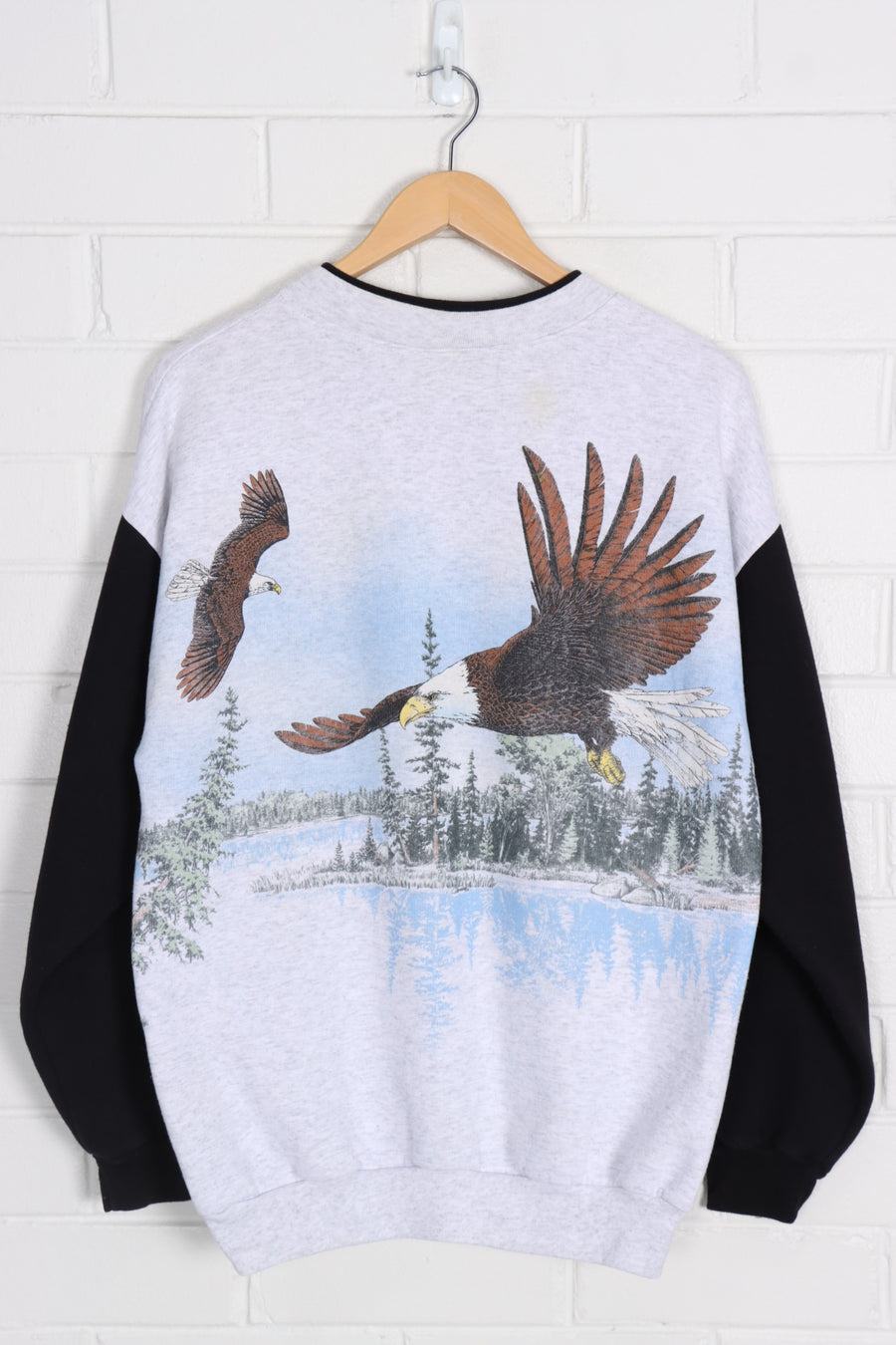 American Bald Eagle All Over Henley Sweatshirt USA Made (XL)