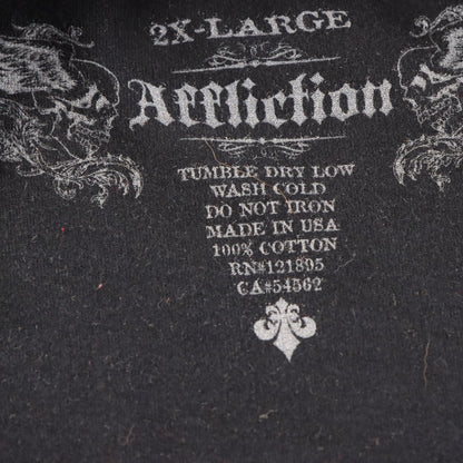Vintage AFFLICTION Winged Skulls & Vines USA Made Y2K Cross T-Shirt (XL)