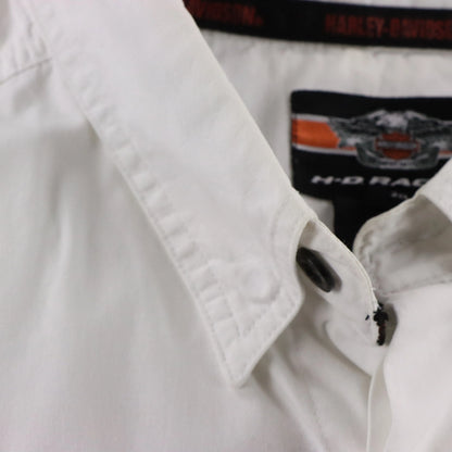 Vintage HARLEY DAVIDSON RACING Embroidered Spell Out Logo Button Up Shirt (XXL-XXXL)