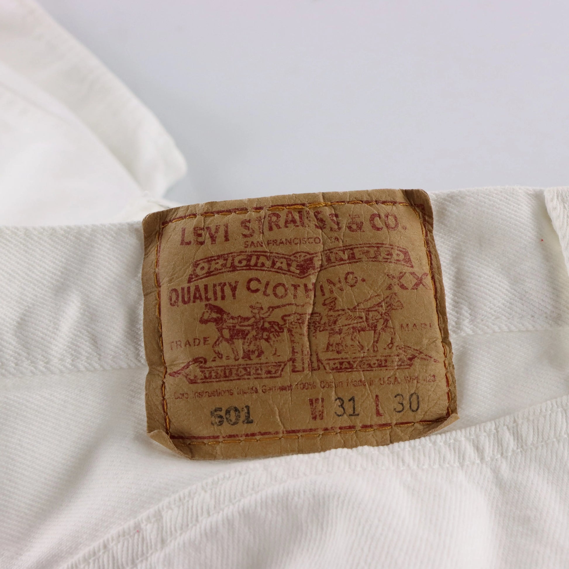 LEVI'S USA Made Button Fly White Denim Jeans (31) Vintage Sole Melbourne