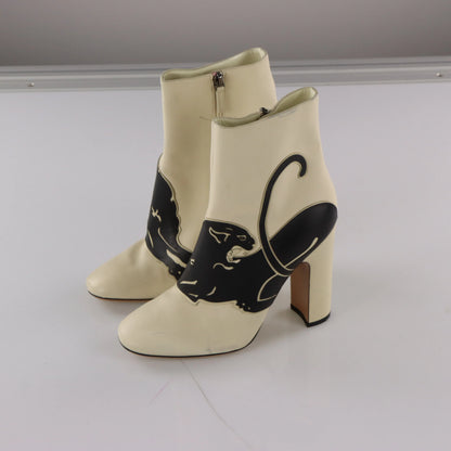 Vintage VALENTINO GARAVANI Cat Cream & Black Italy Made Platform Heel Boots (41)