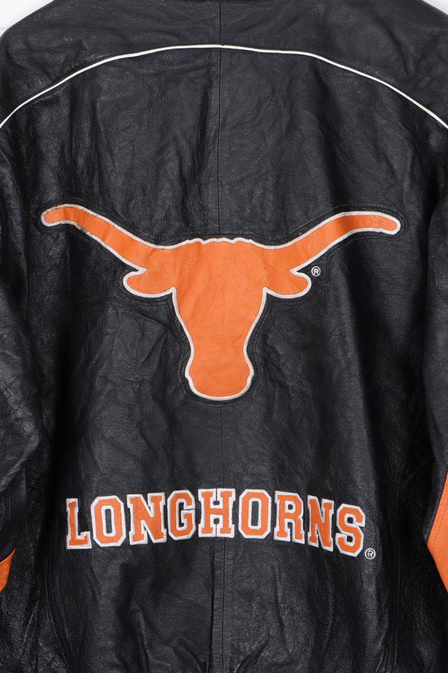 Texas Longhorns NCAA Front Back Embroidered Leather Bomber Jacket (L)