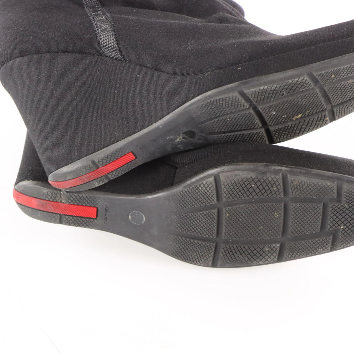 Vintage PRADA Black Italy Made Wedge Platform Boots (8)