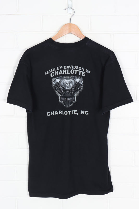HARLEY DAVIDSON Flames Charlotte NC Engine Graphic Tee (M)