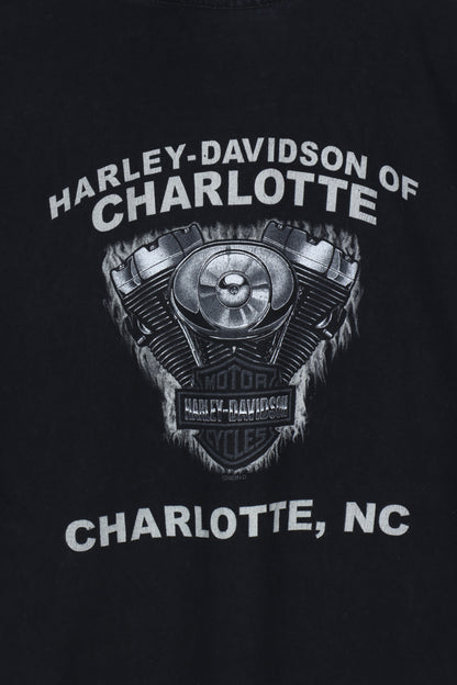HARLEY DAVIDSON Flames Charlotte NC Engine Graphic Tee (M)