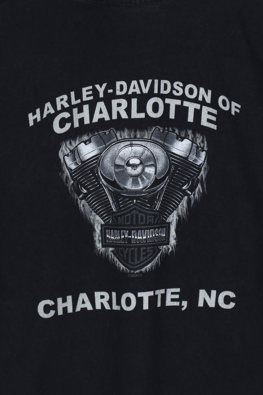 HARLEY DAVIDSON Flames Charlotte NC Engine Graphic Tee (M)