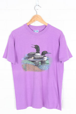 Fluro Purple Ducks Single Stitch Bird Graphic Tee USA Made (M)
