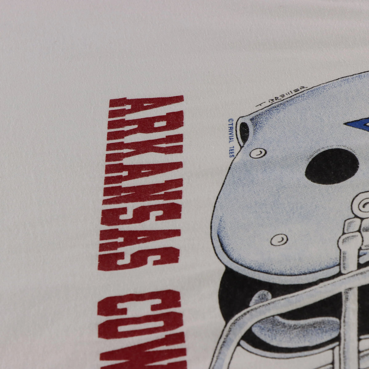 Vintage AMERICA'S TEAM Arkansas Cowboys Single Stitch USA Made White & Red T-Shirt (XL)